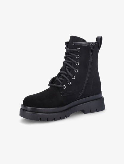 Bottines en suédine à lacets et plateforme - Noir - 4