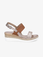 Sandales compensées bi-matière - Camel - 5