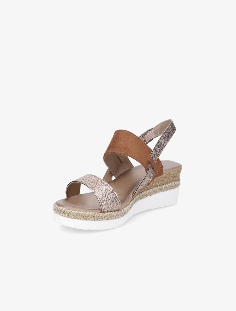 Sandales compensées bi-matière - Camel - 3