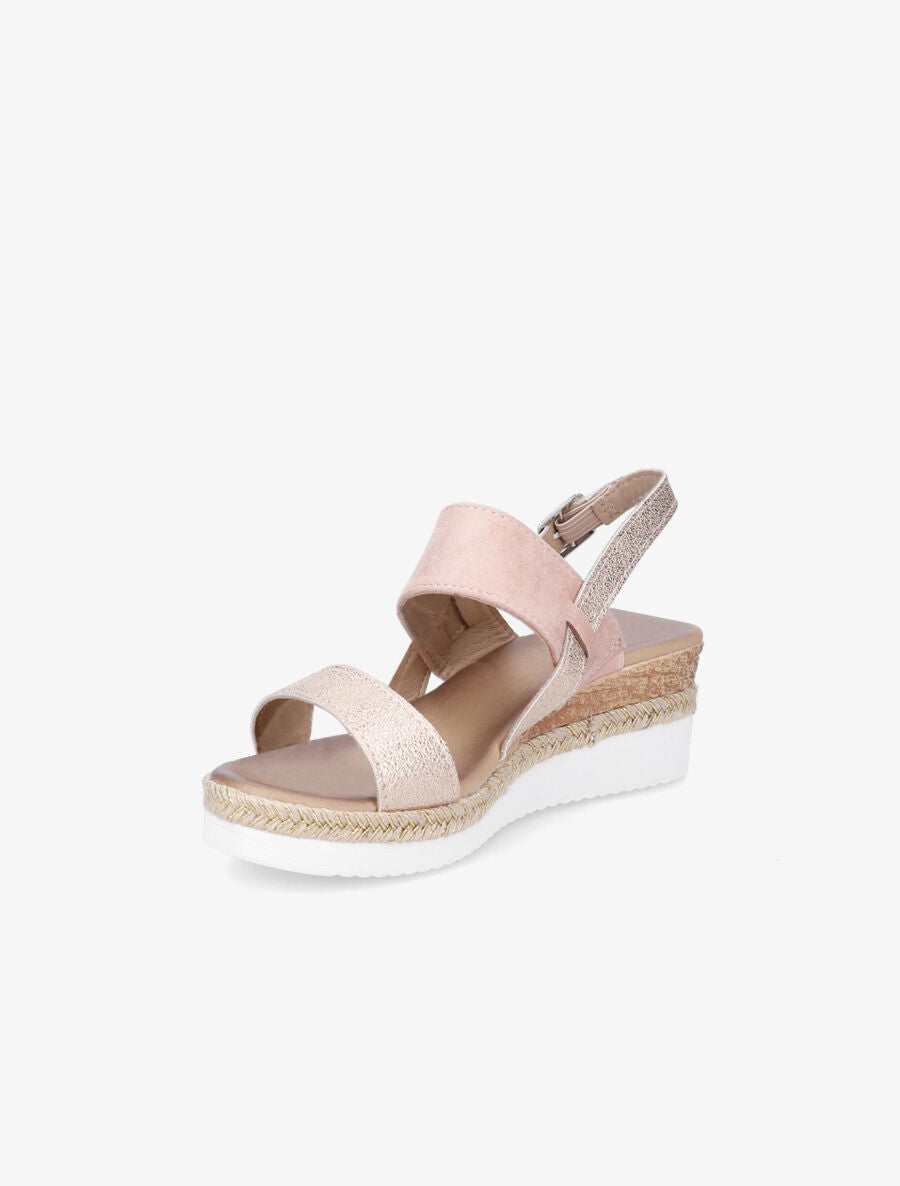 Sandales compensées bi-matière - Rose - 3