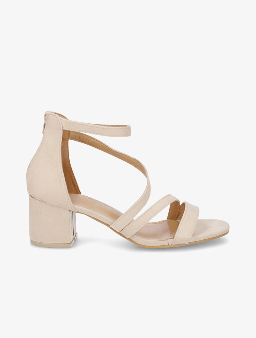 Sandales mi-haute en suédine - Beige - 1