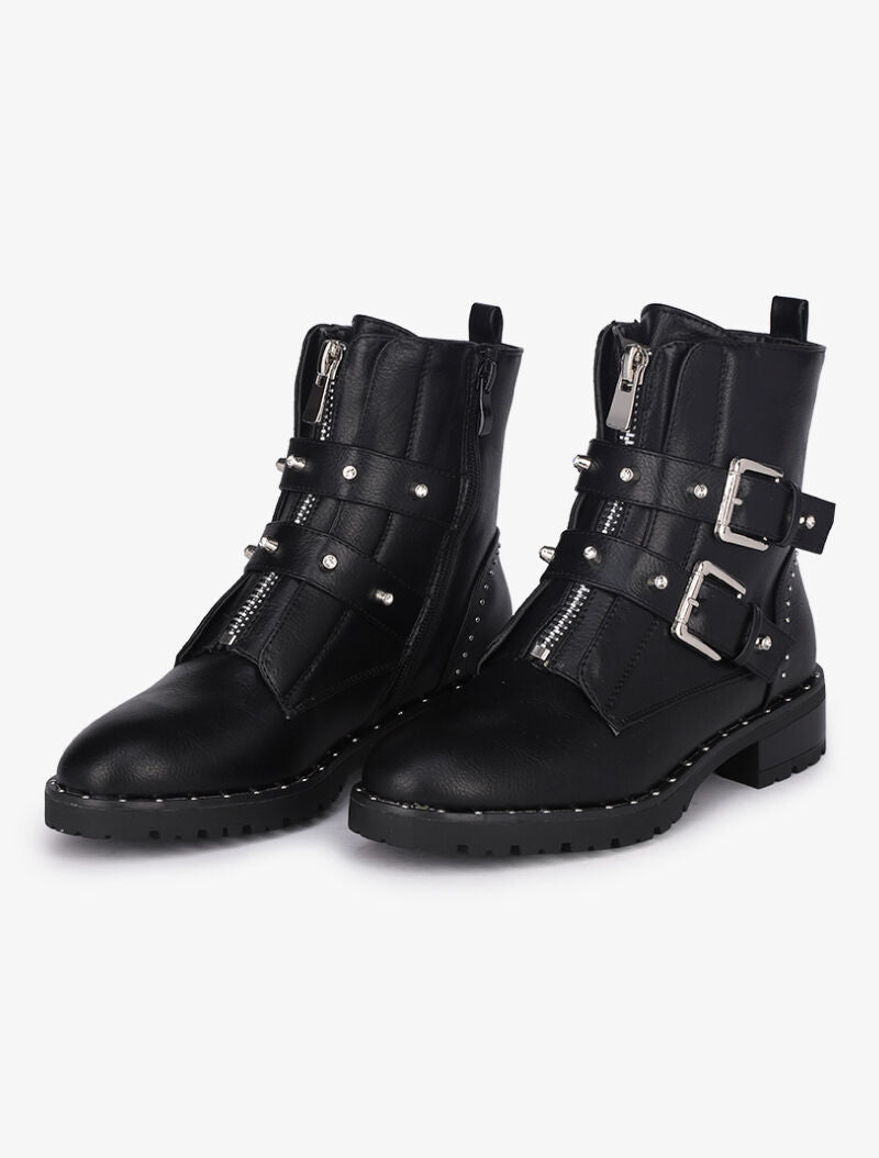 Boots en simili cloutées - Noir - 1