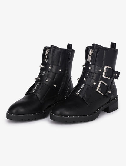 Boots en simili cloutées - Noir - 1