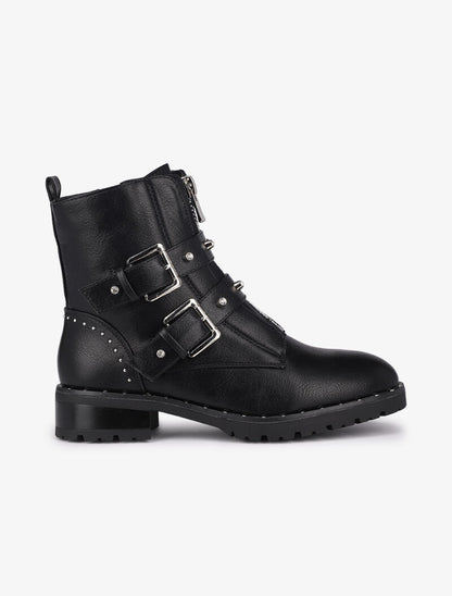 Boots en simili cloutées - Noir - 2