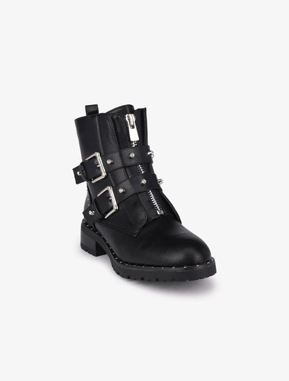 Boots en simili cloutées - Noir - 3