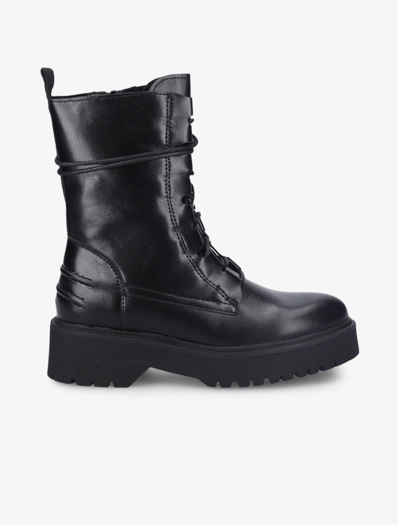 Bottines à plateforme et lacets stylisés - Noir - 2