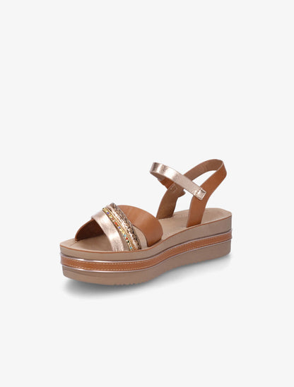 Sandales plateforme à strass - Camel - 3