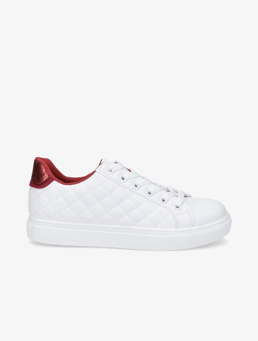 Sneakers en simili matelassés - Rouge - 1