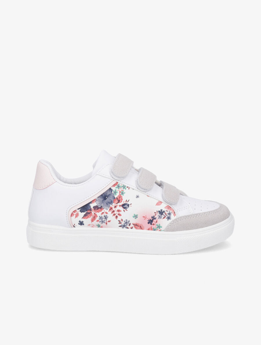 Sneakers bi-matière à imprimé fleuri - Rose - 5