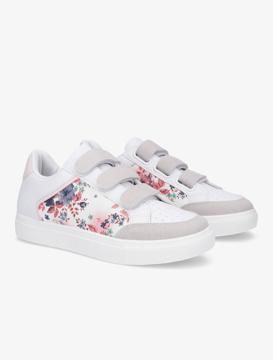 Sneakers bi-matière à imprimé fleuri - Rose - 4