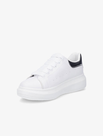 Sneakers à contrefort contrastant et lacets larges - Argent - 3