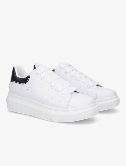 Sneakers à contrefort contrastant et lacets larges - Argent - 4