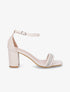 Sandales en simili à talon et brides avec strass - Beige - 1