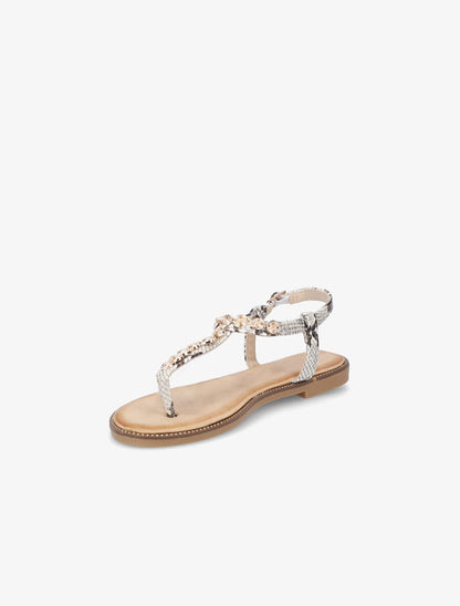 Nu-pieds en simili et bijoux en tourbillons - Beige - 3
