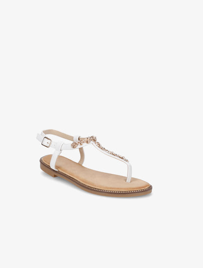 Nu-pieds en simili et bijoux en tourbillons - Blanc - 2