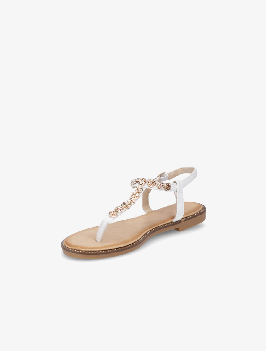 Nu-pieds en simili et bijoux en tourbillons - Blanc - 3
