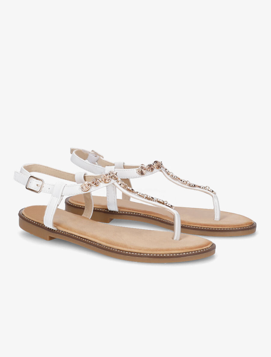 Nu-pieds en simili et bijoux en tourbillons - Blanc - 4