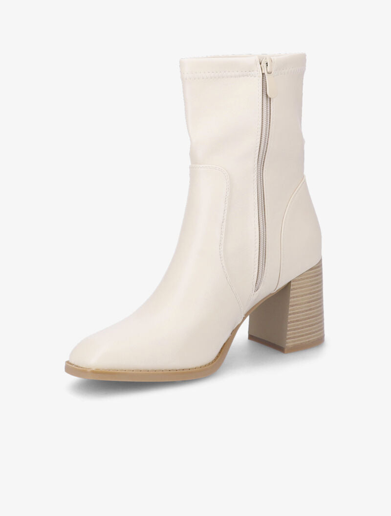 Bottines à talon à bouts carrés - Beige - 4
