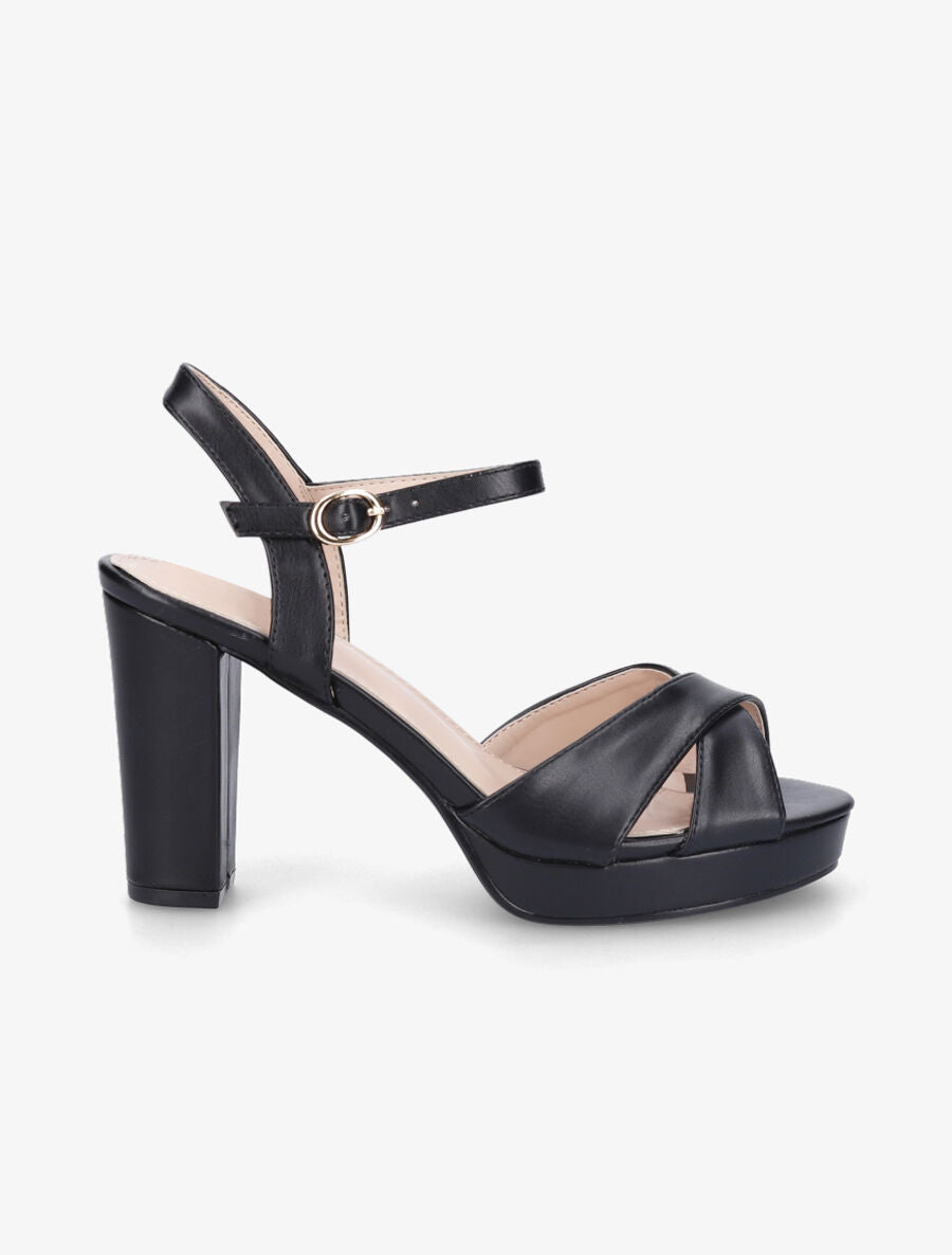 Sandales à talon haut et brides croisées - Noir - 5