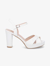 Sandales à talon haut et brides croisées - Blanc - 5