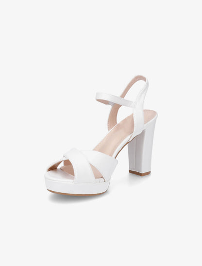 Sandales à talon haut et brides croisées - Blanc - 3