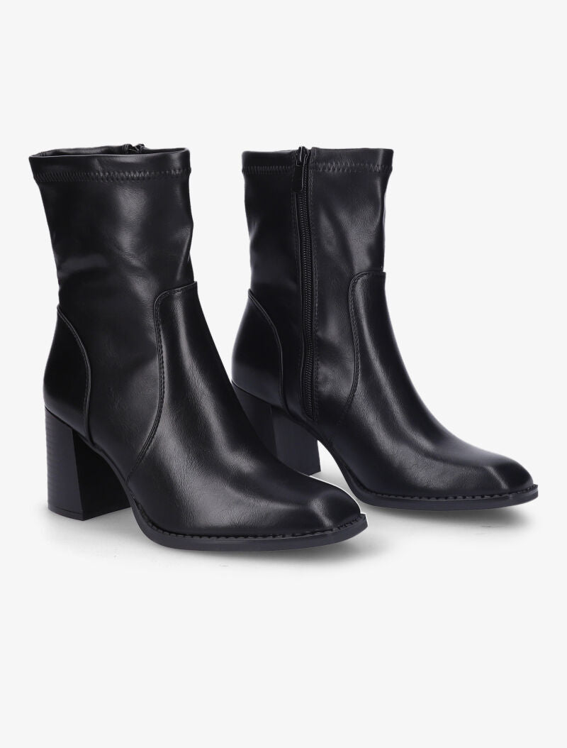 Bottines à talon à bouts carrés - Noir - 5