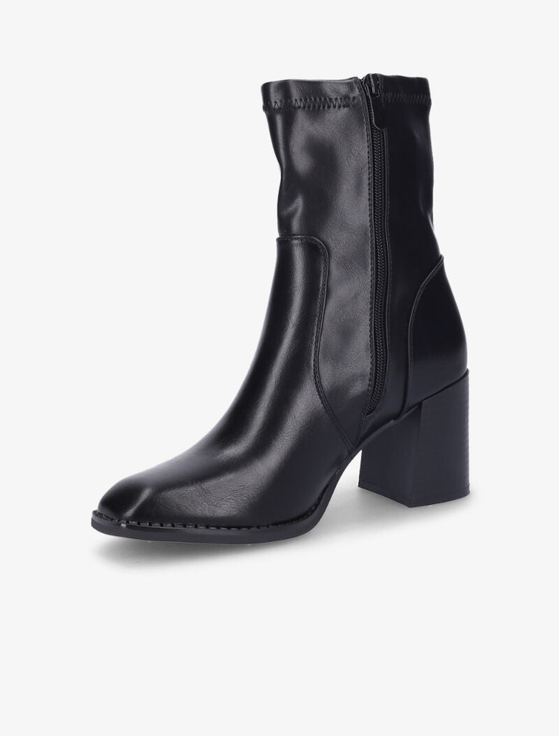 Bottines à talon à bouts carrés - Noir - 4