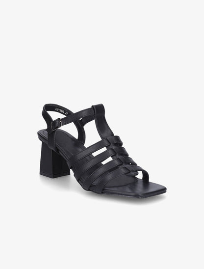 Sandales à talon style spartiates - Noir - 2