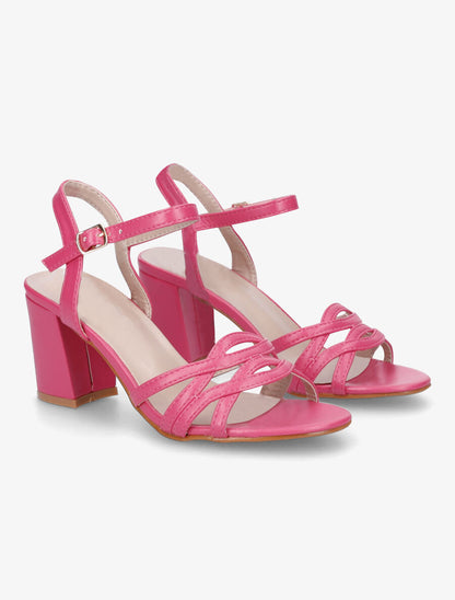 Sandales en simili à brides entrelacées - Fushia - 4