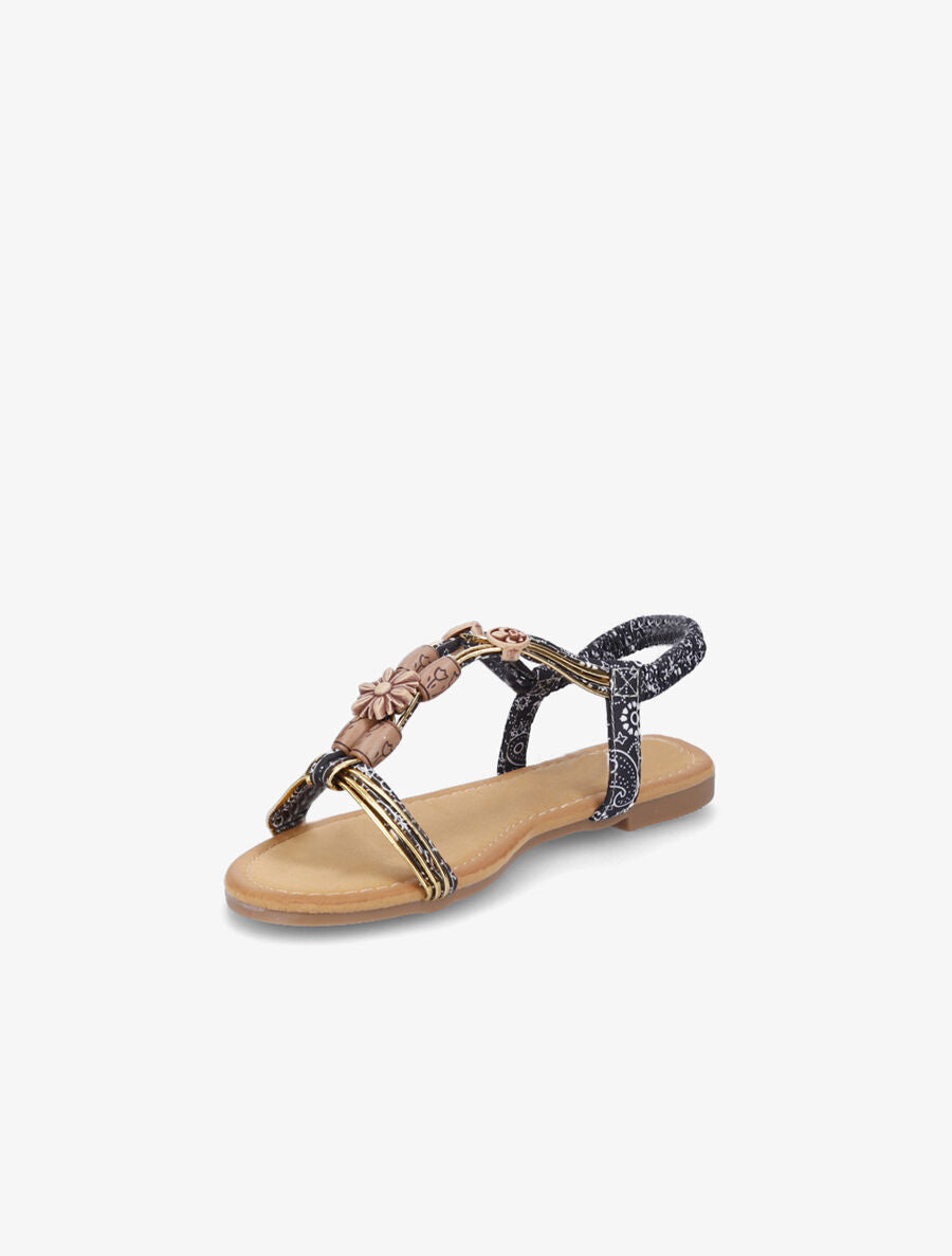 Nu-pieds imprimés et tour de cheville élastiqué - Noir - 4
