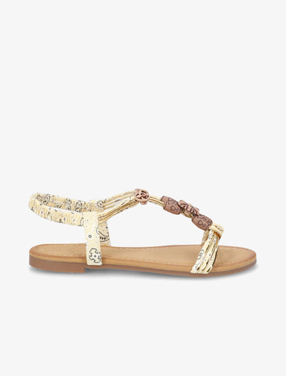 Nu-pieds imprimés et tour de cheville élastiqué - Jaune - 6
