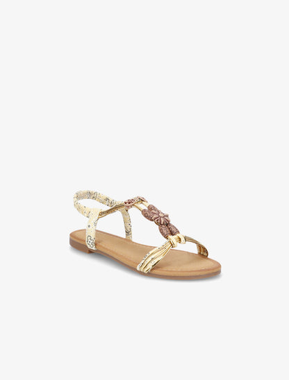 Nu-pieds imprimés et tour de cheville élastiqué - Jaune - 3