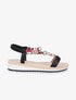 Nu-pieds en simili imprimés et détail bijoux - Noir - 5