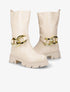 Bottines à bride à pression amovible ornée de maillons - Beige - 1