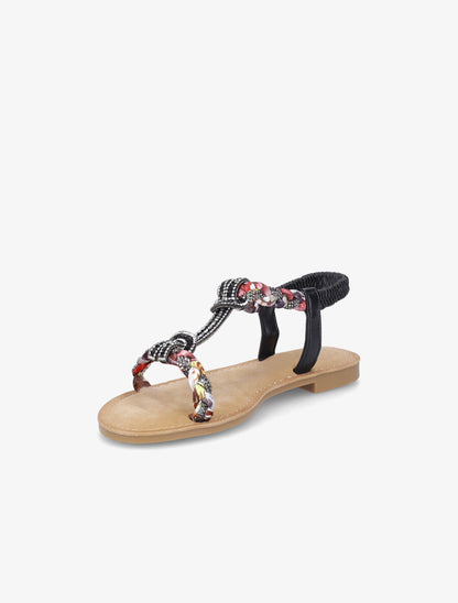 Nu-pieds en T à empiècement strass - Noir - 3