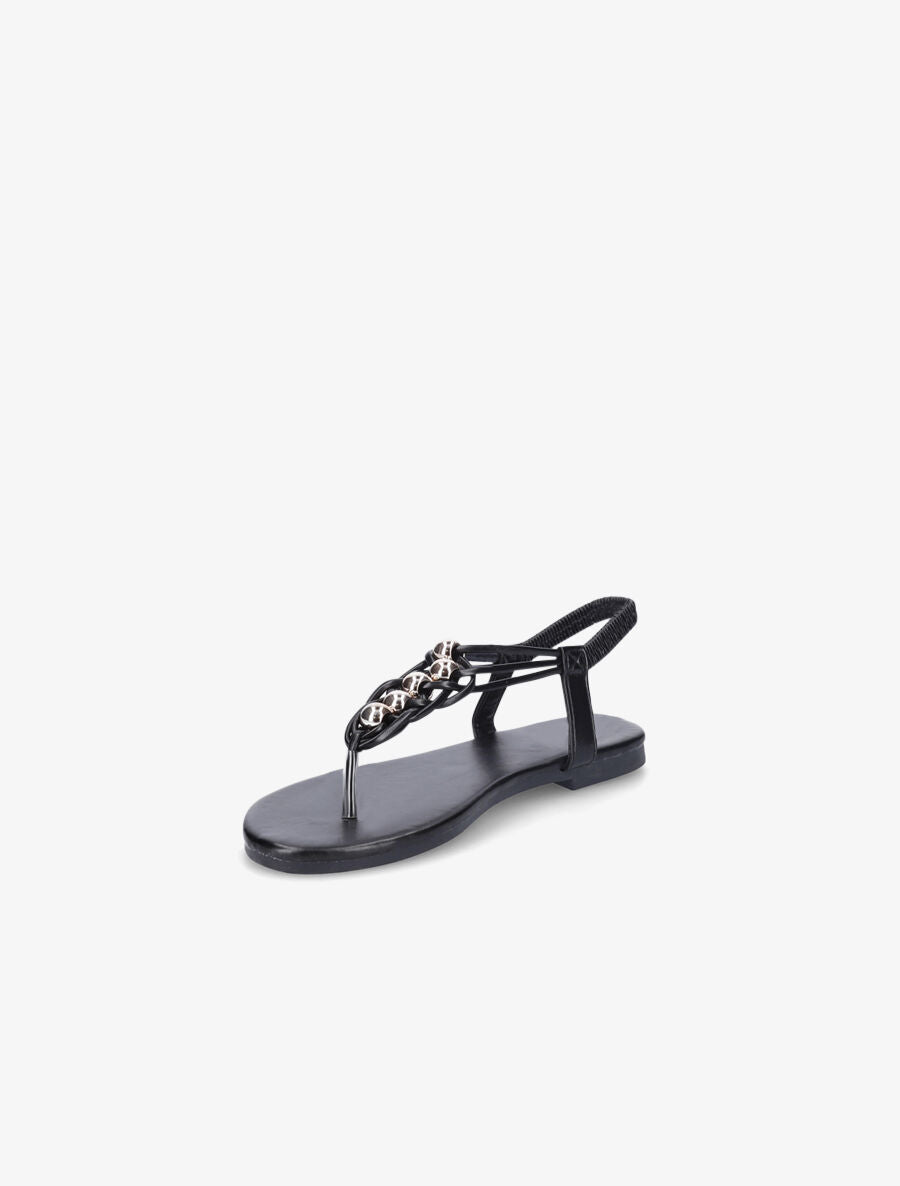 Nu-pieds à contrefort élastiqué et perles - Noir - 3