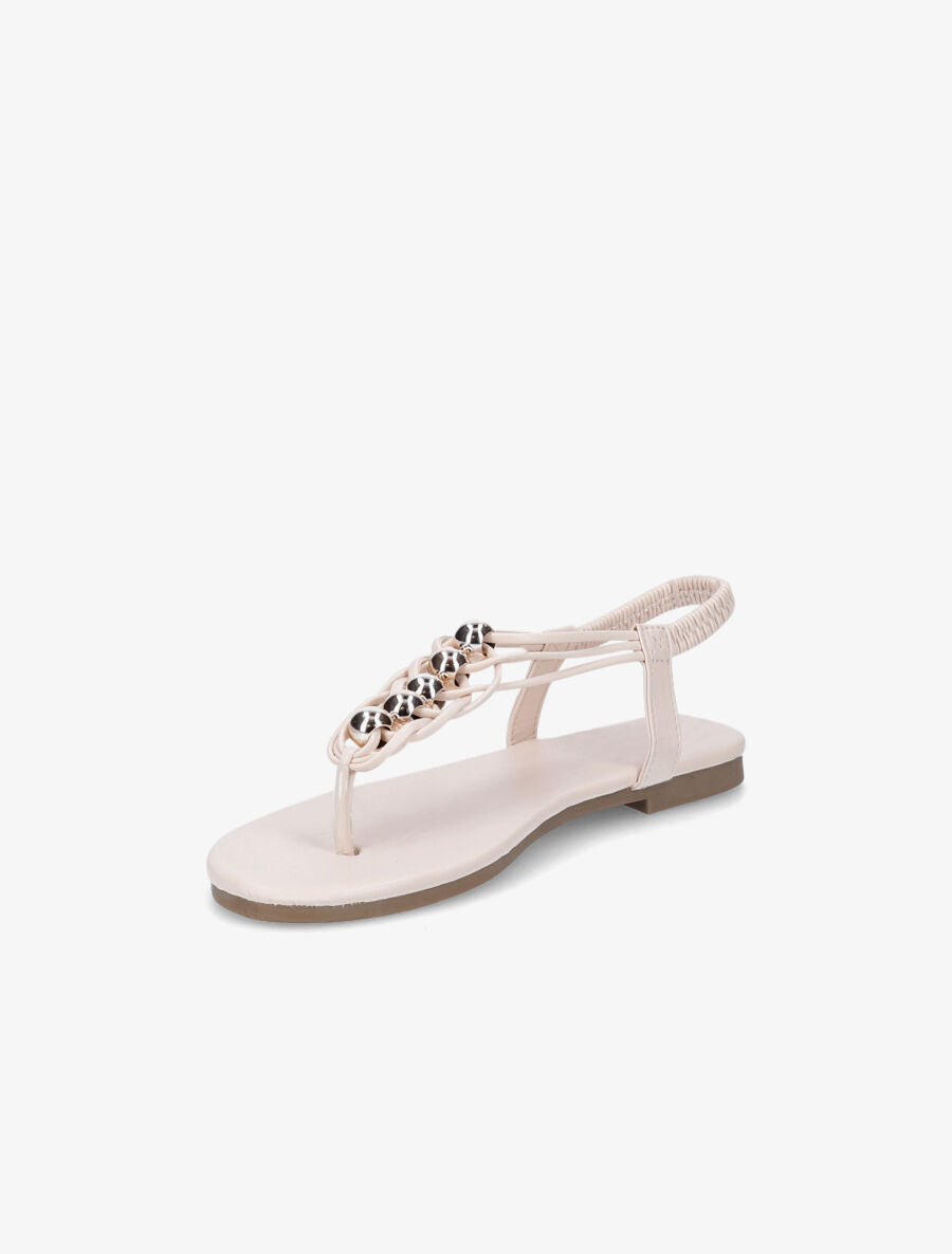 Nu-pieds à contrefort élastiqué et perles - Beige - 3