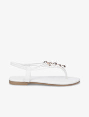 Nu-pieds à contrefort élastiqué et perles - Blanc - 1