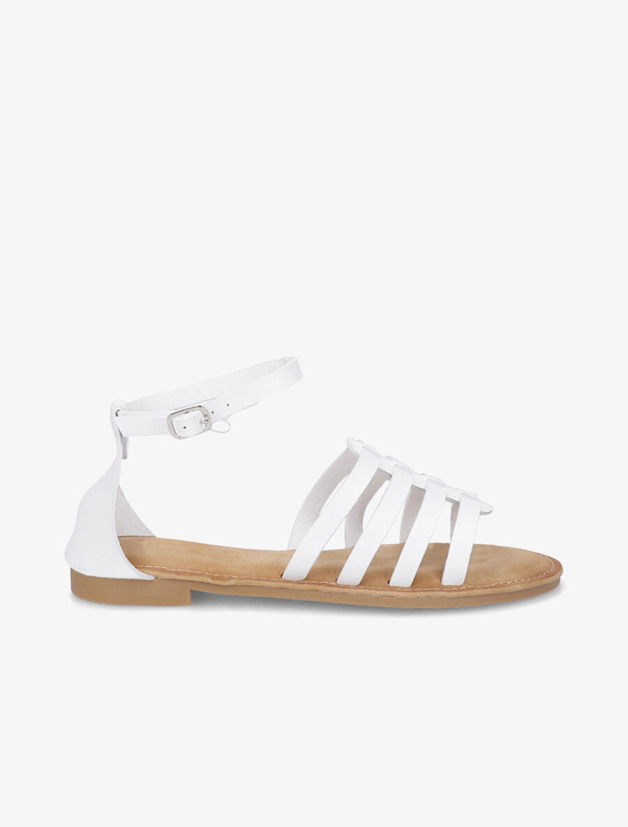 Nu-pieds en simili style spartiates - Blanc - 1