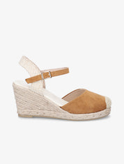 Sandales style espadrilles en suédine - Camel - 1