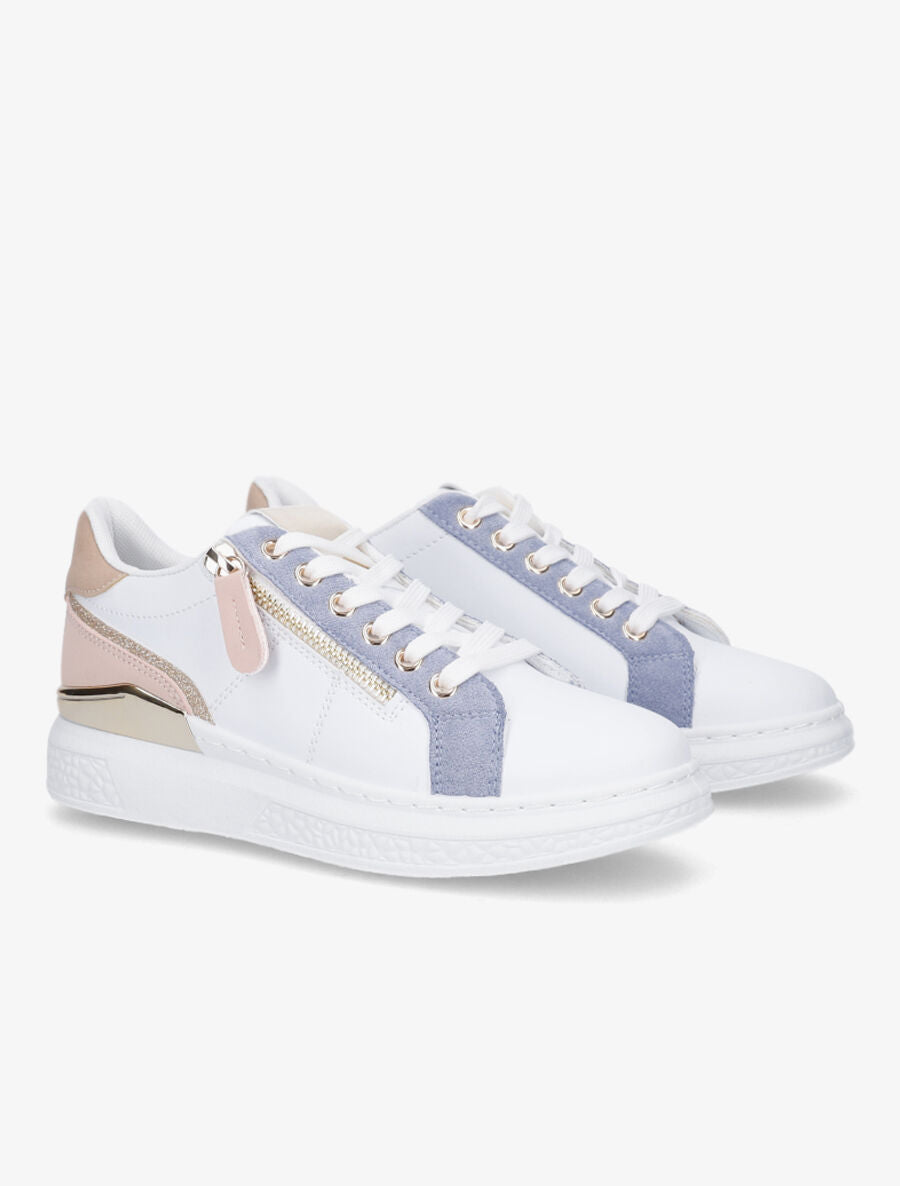 Baskets à zip et paillettes - Bleu clair - 4