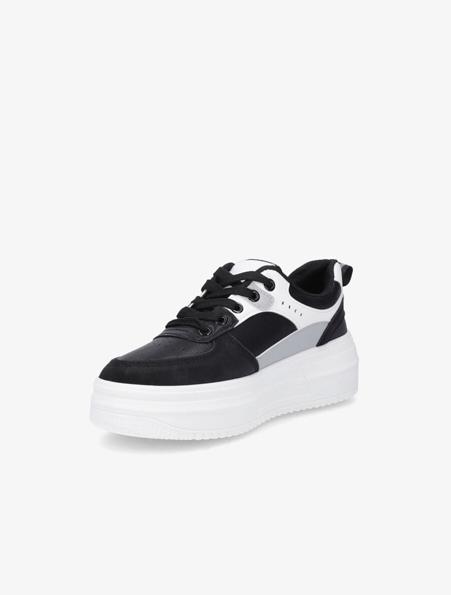 Sneakers en simili à plateforme - Noir - 3