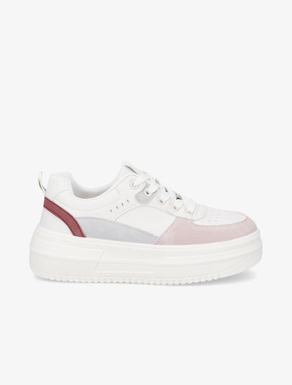 Sneakers en simili à plateforme - Rose - 5