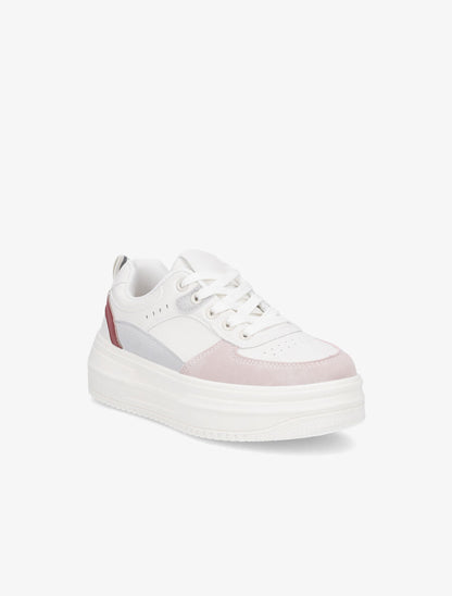 Sneakers en simili à plateforme - Rose - 2