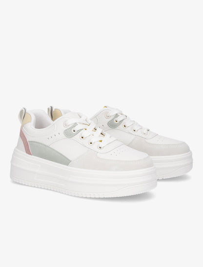 Sneakers en simili à plateforme - Gris - 4