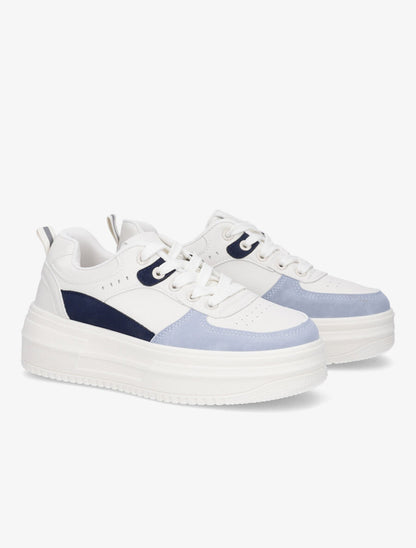 Sneakers en simili à plateforme - Bleu ciel - 4
