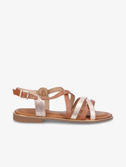 Nu-pieds en simili irisées et python - Camel - 5