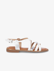 Nu-pieds en simili irisées et python - Blanc - 5