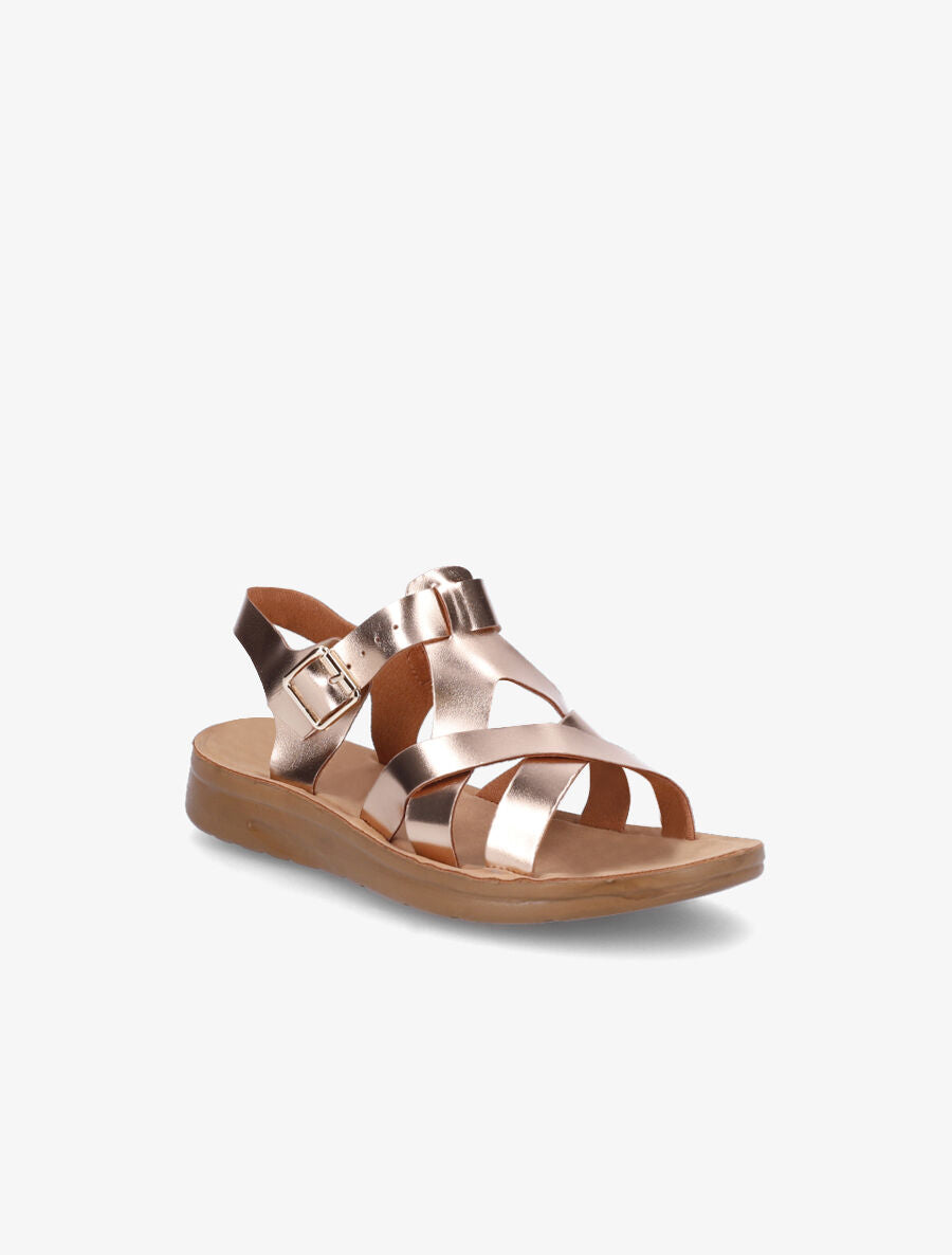 Nu-pieds croisés en simili - Rose gold - 2