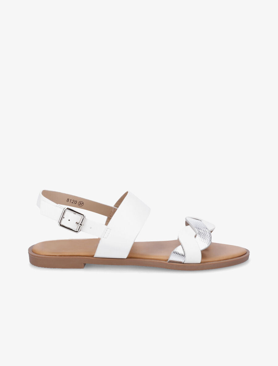 Nu-pieds à brides entrelacées unies et irisées - Blanc - 1